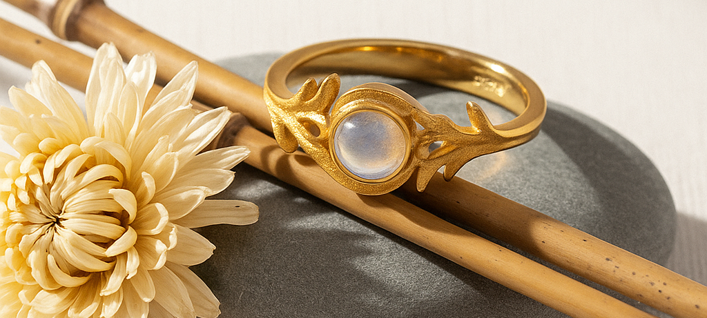 Moonstone gold ring